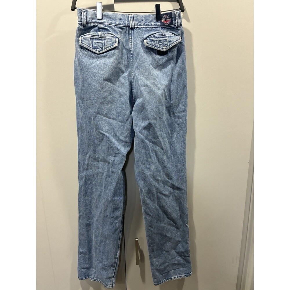 VTG Brittania High Rise Pleated Mom Jeans Heavyweight Denim Straight Leg 31x33